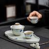 Hand-painted Ceramic Plant Ash Kung Fu Tea Set, Full Household Use, Two-cai Gaiwan, Tea Tray, Teacup, Small Set Tea Set, Tea Set, Tea Brewing Gift