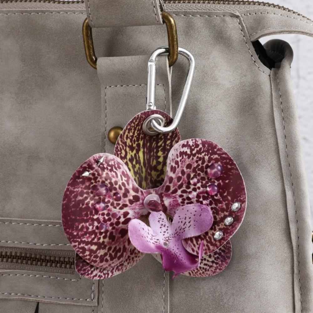 Romantický barevný klíčenka Phalaenopsis Ručně vyráběná simulace květiny Přívěsek na batoh Klíčenka s květinou orchideje a lilie