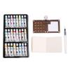 Mini Watercolor Paint Set 15 Grid Wood Palette 24 Colors Portable Sketchbook Painting Kit Watercolor Travel Set