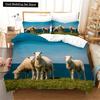 Funny Sheep King Queen Bedding Set Kids Farm Animal Duvet Cover White Little Lamb Comforter Cover 2/3pcs Polyester Quilt Cover