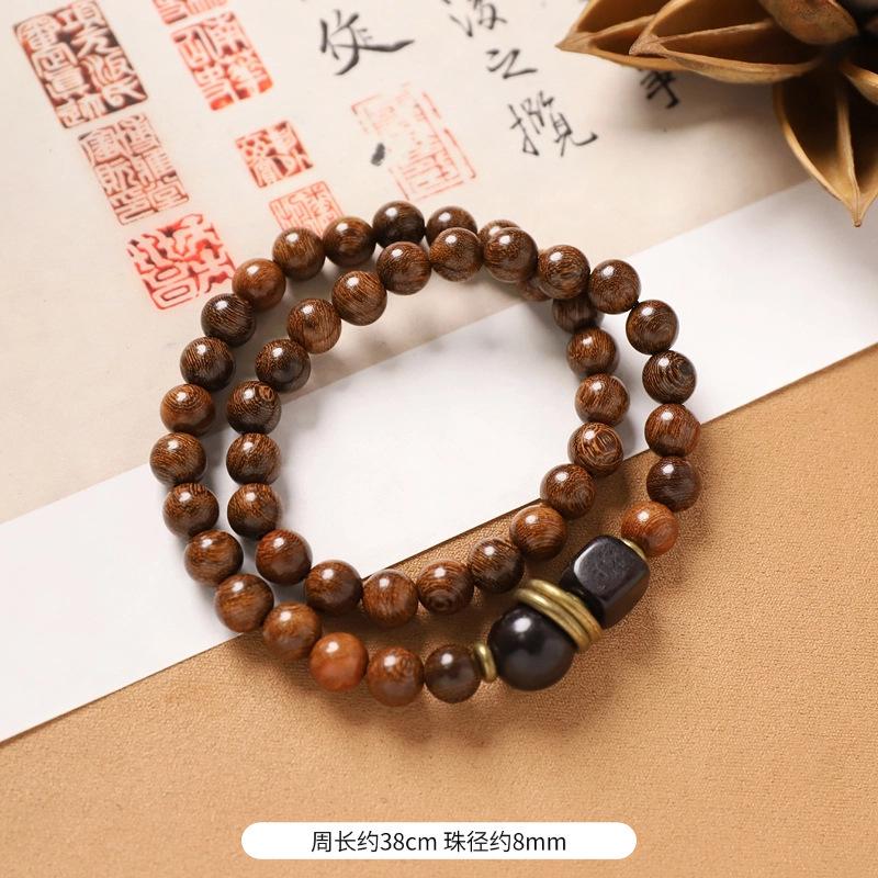 Chinese-style Beaded Bracelet, Agate Chain, for Both Men and Women, Wooden Beads, Simple Bracelet