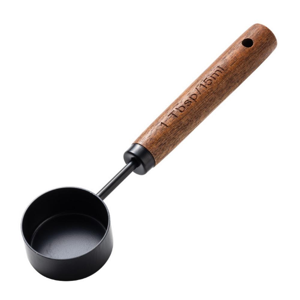 Stainless Steel 15ML Measuring Spoon Blending Versatile Coffee Powder Spoon Walnut Handle Coffee Bean Spoon Coffee Powder