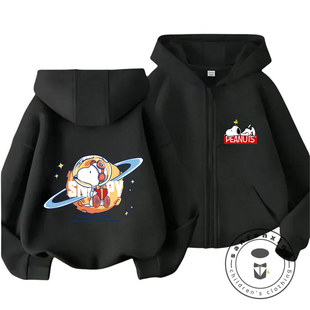 Winter Trendy Casual Zipper Hoodie Cute Cartoon Print Street Style Kids Hooded Top Snoopy Children 3 14
