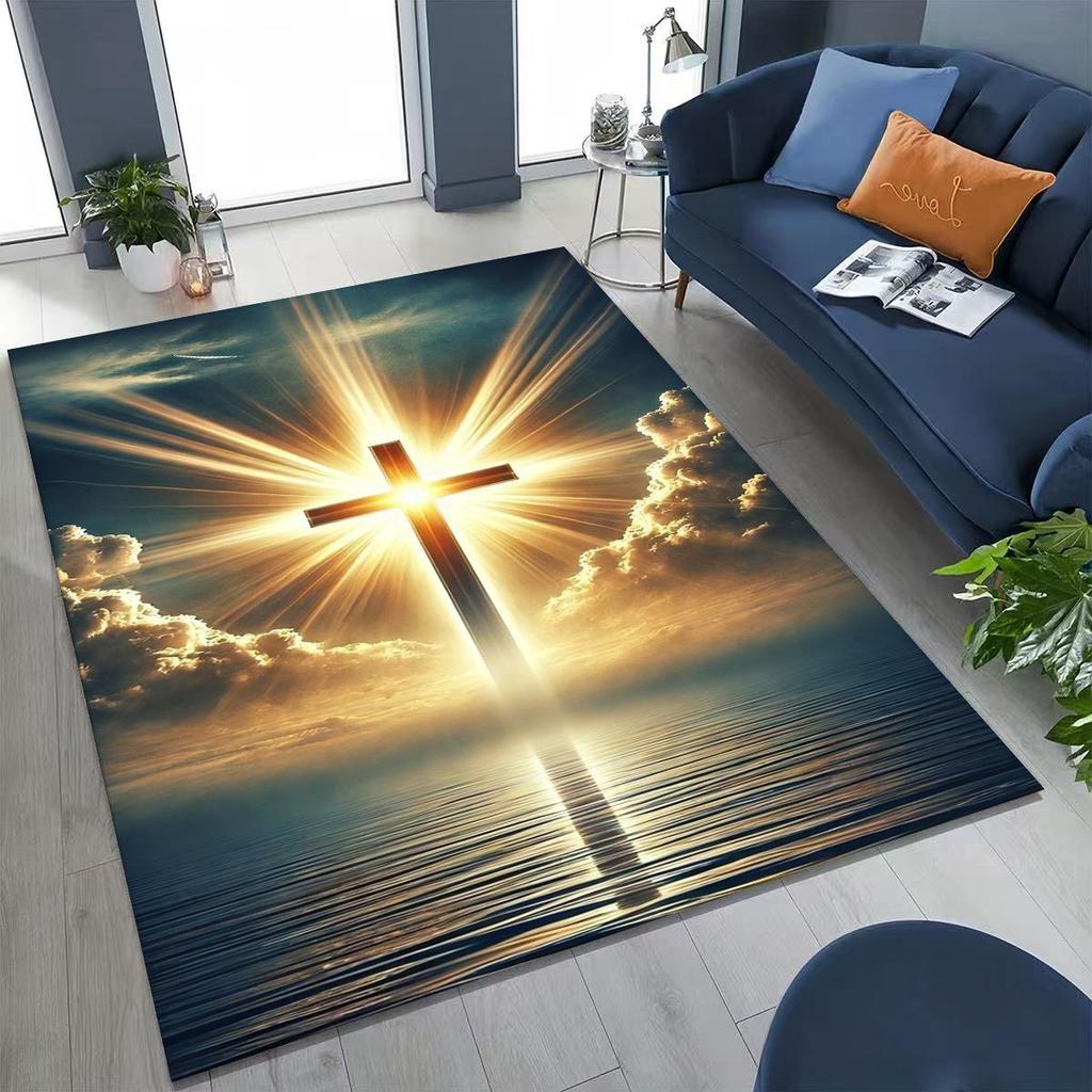 New Pray Jesus Rug for Bedroom Living Room Sofa Home Doormat Decor, Large Kids Play Non-slip Floor Mat