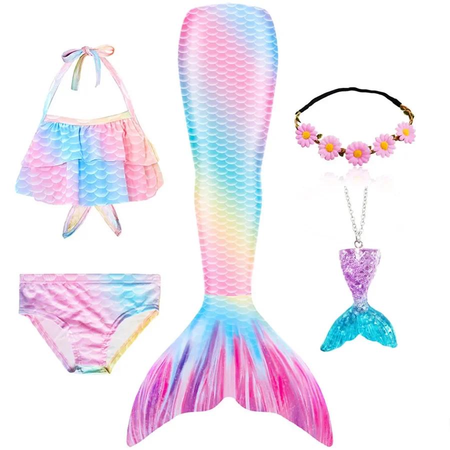 Dívky Ocas mořské panny do bazénu Plavky s ocasem mořské panny Bikini Plavky Halloweenský kostým Cosplay Lze přidat monoploutev