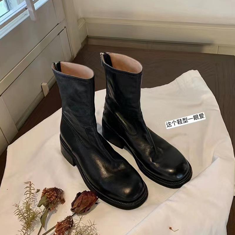 

Виноградная Мама Прогуливающаяся Ст. Мюррей~ Осень и Зима Новые С эффектом стирки Мартинсы Задняя молния Толстая подошва Узкие ботинки Короткие ботинки 40