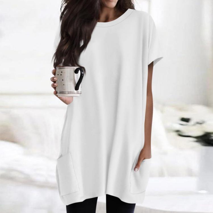 Regular Fit Women T Shirt Short Sleeves Round Neck Pocket Print Tops