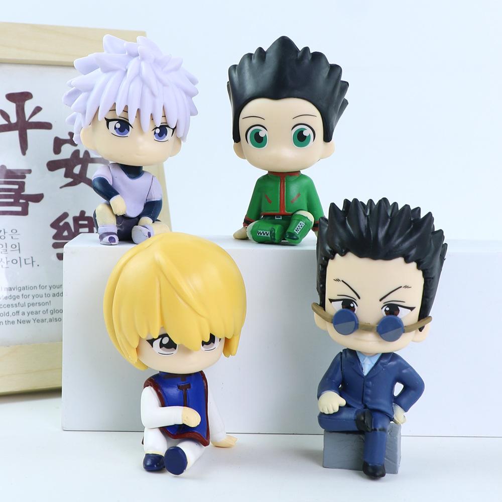 4pcs Hunter Anime Action Figure Gon Alluka Zoldyck Chrollo Lucilfer Statuett Toys Model Doll Gift x Poseable Articulated Scale Detailed Movable