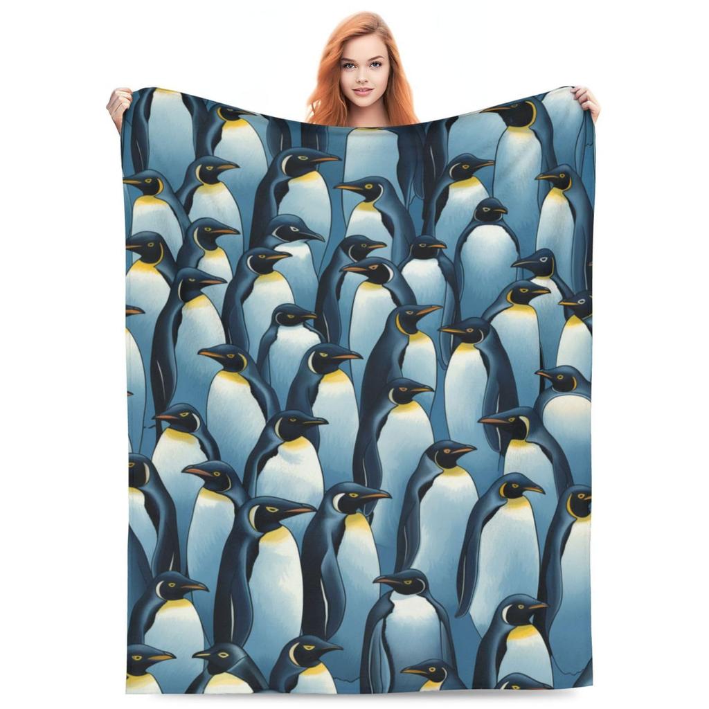 Penguin Blanket Soft Plush Blanket Lightweight Digitally Printed Flannel Blanket For Sofa Bed