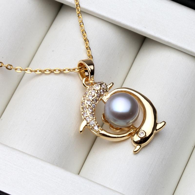 Real Natural Freshwater Pearl Pendant On The Neck,Cultured Gold Plated Pearl Jewelry Pendant Wife Mother Birthday Gift White