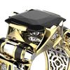 Women Ring Faux Square Crystal Two-tone Vintage Cool Punk Gift Hollow Bling Cubic Zirconia