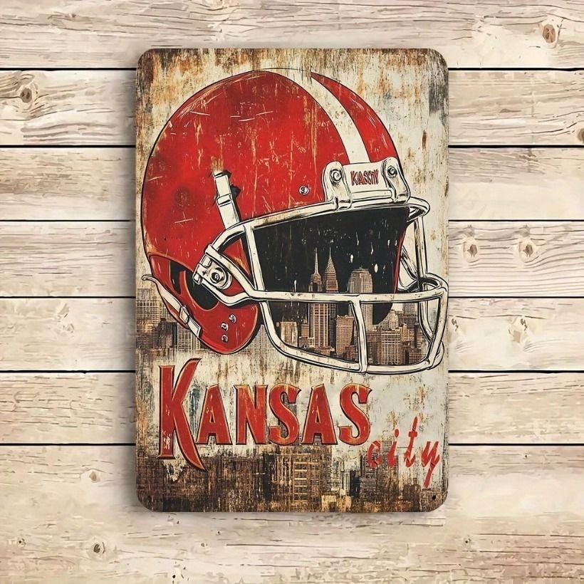 Vintage Metal Poster Kansas City Football Bar Wall Decor 20x30cm Waterproof