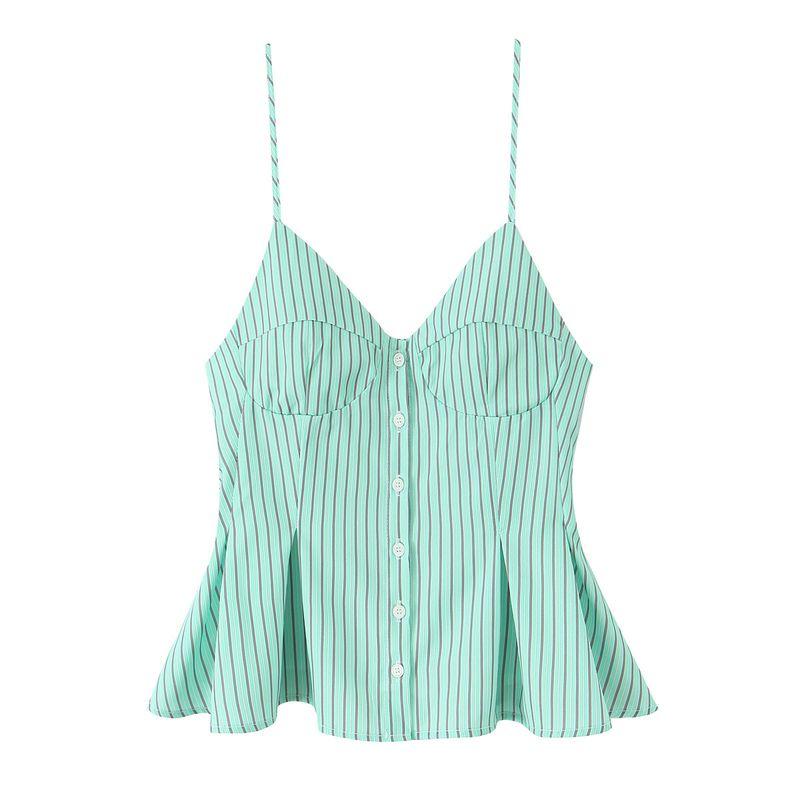 Kaslead New Arrival Women's Fashion Style Fashionable Small Pleated Poplin Camisole Short Top 2178083