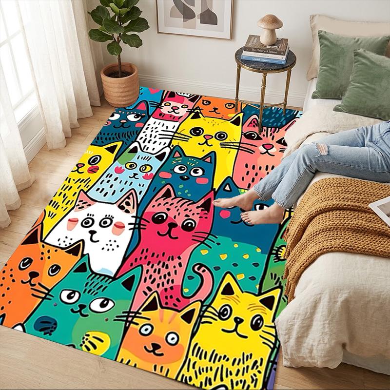 Colorful Cats Living Room Nonslip Area Rug Soft Carpet For Bedroom Game Playroom Sofa Office Home Decor Doormat Christmas Gift C9302111
