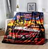 Fire Truck Flannel Blanket Soft Warm All-Season Throw, Design for Camping, Car Travel, Hiking Sofa, Bed, Office Perfect Gift for Parties