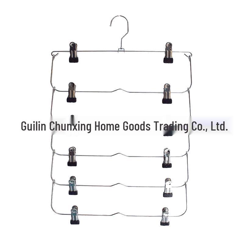 Multi-Layer Space-Saving Pants & Skirt Hanger with Clips Six-Layer Foldable