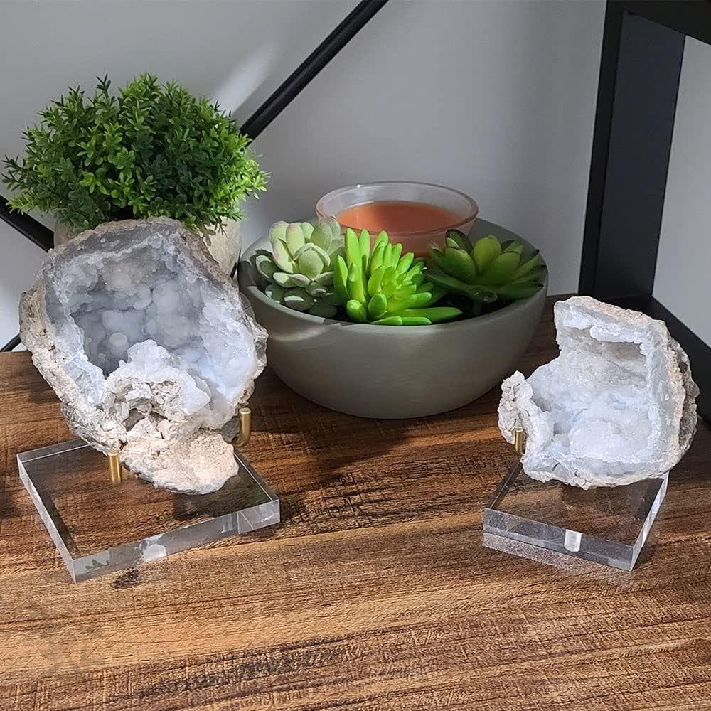 Adjustable Clear Acrylic Display Stand Soft Rubber Case Metal Mineral Rack  Museum
