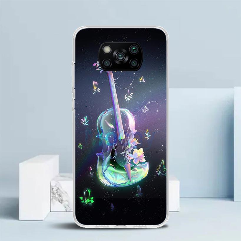Music Violin Phone Case For Xiaomi Poco F7 Ultra X5 X6 X7 Pro M7 Redmi 15C 15 13C 13 12C 12 10C 10 10A 9 9C 9A 9T Cover Poco X7