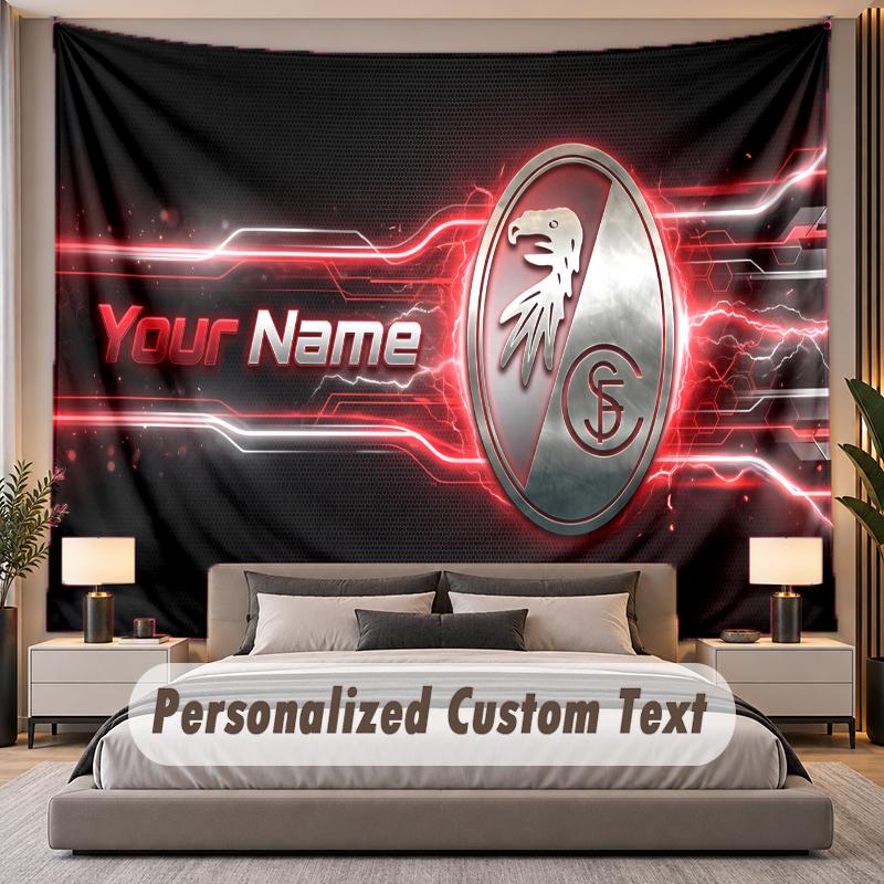 Custom Name Text Tapestry SC Freiburg Personalized Polyester Wall Tapestry For Bedroom And Room
