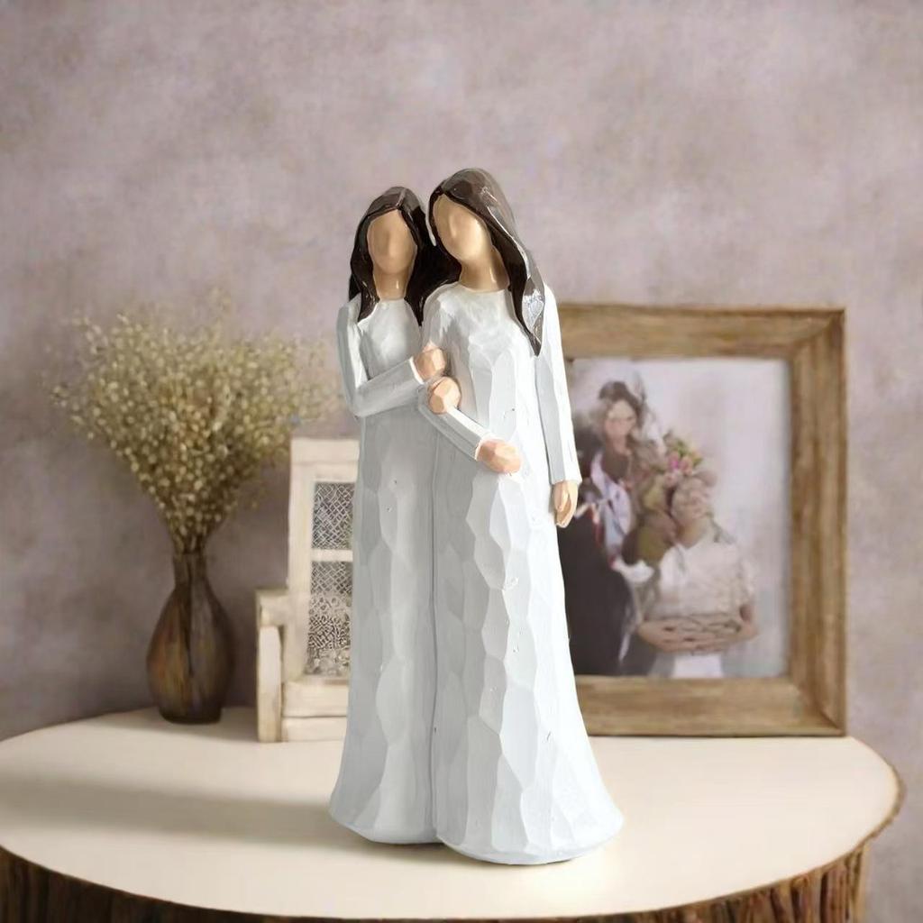 Cross-border Resin Figurine: Girl Hugging Horse Angel Statue - Home Decor Desktop Small Handicraft.