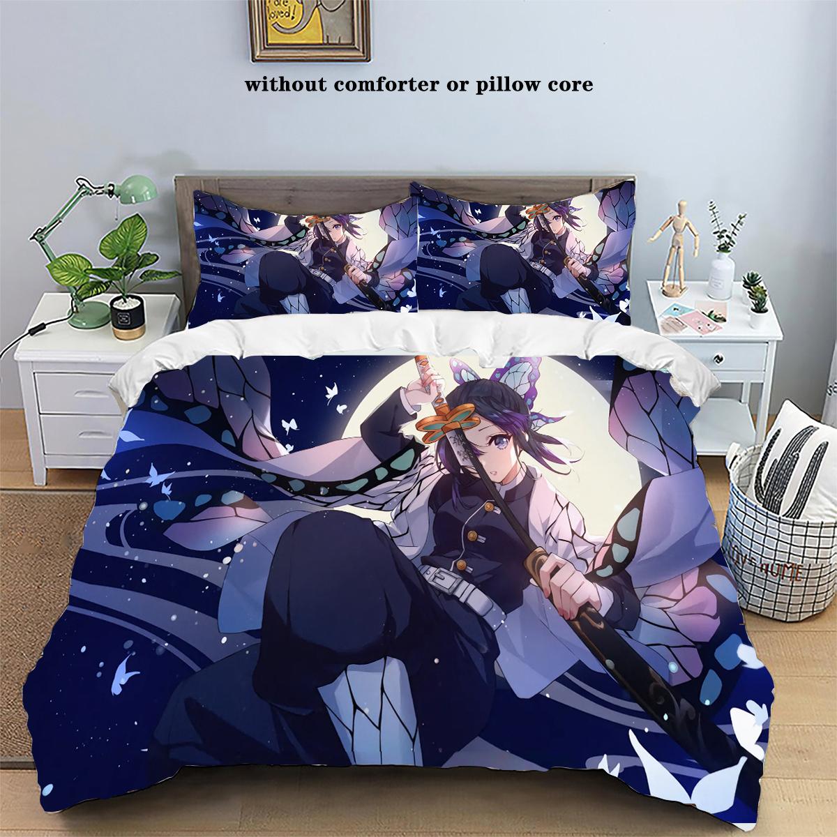 

Kamado Nezuko Demon Slayer Bedding Set Duvet Cover Set Bedspread Pillowcase King Queen Full Single Size Bed Linen Kids Teen Gift EU Twin 135x200cm