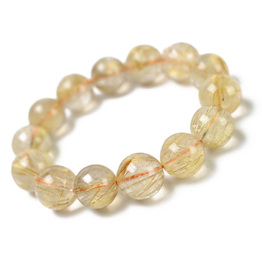 Jewelry Town Shosenkyo Rutilated Quartz 17cm Inner Power Stone for Good and Work [Eigado] Bracelet, 15.5mm Beads, Diameter, Fortune, Money,
