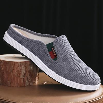 Pantofole da Uomo in Tessuto con Suola Antiscivolo, Punta Tonda, Senza Tacco, Traspiranti, Semplici Scarpe da Uomo Universali per Quattro Stagioni, Pantofole da Casa