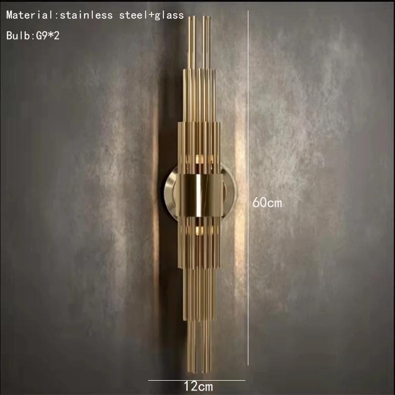 

Современный роскошный стеклянный настенный светильник G9 LED хрустальный светильник для коридора, спальни, прикроватная лампа из нержавеющей стали для интерьера, декоративное искусство, настенный светильник Cool White(5500-7000K)