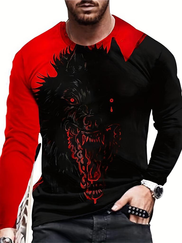 Fashion Lion 3D Printing Men's Long Sleeve T Shirt Autumn Pullover Comfortable Fit Street Casual Oversized Harajuku Shirt Tops