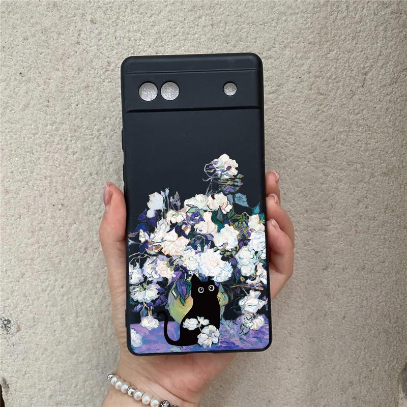 

Чохол для телефону Google Pixel 9 9Pro XL 8A 7a 6 6a 5G 7 Pro 8 8Pro Чохол Милий Силіконовий Ретро Олійний Живопис Ван-Гог Кіт Fundas for Pixel 9ProXL