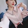 Women's Chiffon Shirt Long Sleeved Spring and Autumn Outfit Embroidered Collar Versatile Top