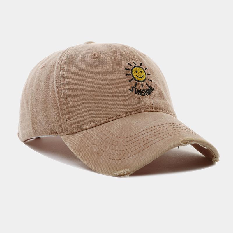 Nouvelle casquette de baseball lavée de haute qualité, petite broderie soleil, pour hommes et femmes, célébrité Internet, mode décontractée polyvalente