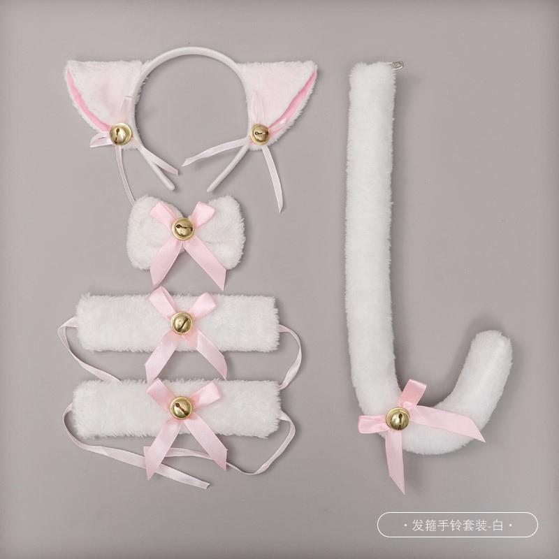 Handmade Cat Ear Headband Set With Paw Gloves Tail Kids Costume Party Animal Role Play