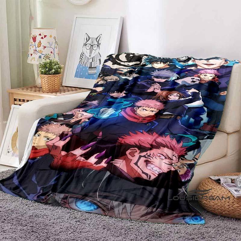 Jujutsu Kaisen Cartoon-Themed Flannel Blanket — Soft & Cozy Throw for Bed, Sofa, or Picnic Use — A Great Gift for Kids