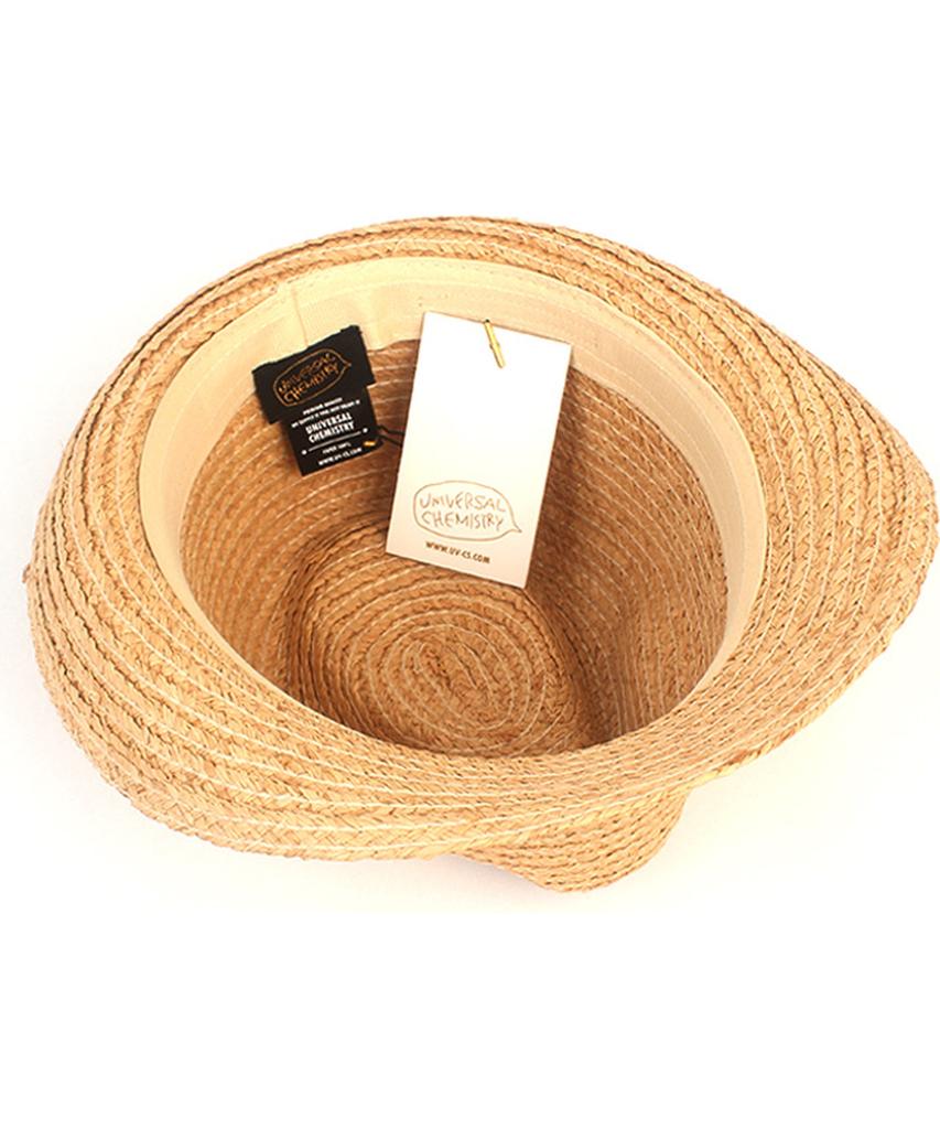 Yunibeosyeolkemiseuteuli Bu Raffia Simple Beige Fedora Summer Hat