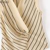 ZANZEA Blusa da Donna Elegante a Maniche Corte con Collo a Revers e Stampa a Righe Casual