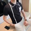 Lapel Short Sleeve Polo Shirt Men's Fashion Brand Summer T-shirt Korean Slim Fashion 2025 New All-Matching T-shirt Top