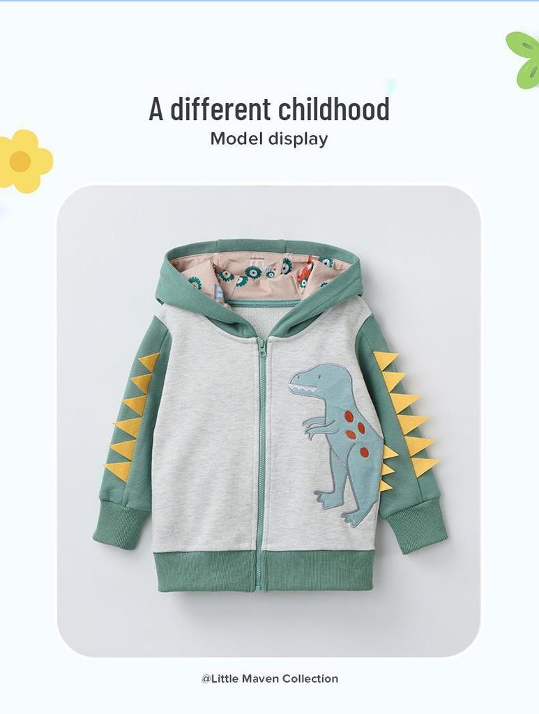 Autumn/Winter Boys' Embroidered Zipper Hoodie Jacket – European & American Style