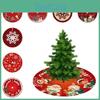 Bright And Cozy Christmas Tree Skirt Cover Featuring Classic Red Plaid Pattern And Santa Elk Motifs