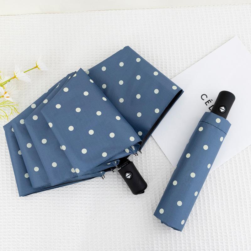 Fully Automatic Folding Polka Dot Umbrella UV Sun Protection Sun Umbrella Parasol Vinyl Simple Rain Dual-purpose Umbrella