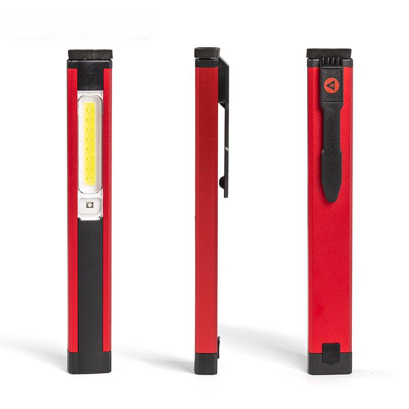 COB LED Work Light: Portable USB-Rechargeable Flashlight with Red Warning Light & Magnetic Base for Maintenance