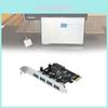 Placa de Expansão PCIe USB 3.0 com Quatro Portas para Transferência de Dados de Computador de Mesa