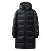 "National Standard" Black and Gold Long Down Jacket - Trendy, Hooded with White Duck Down