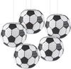 5 Pièces 20CM Lanternes en Papier Thème Football Sportif Ornement Suspendu de Cour de Football Fond pour Anniversaire d'Enfant Mariage Fête Déco
