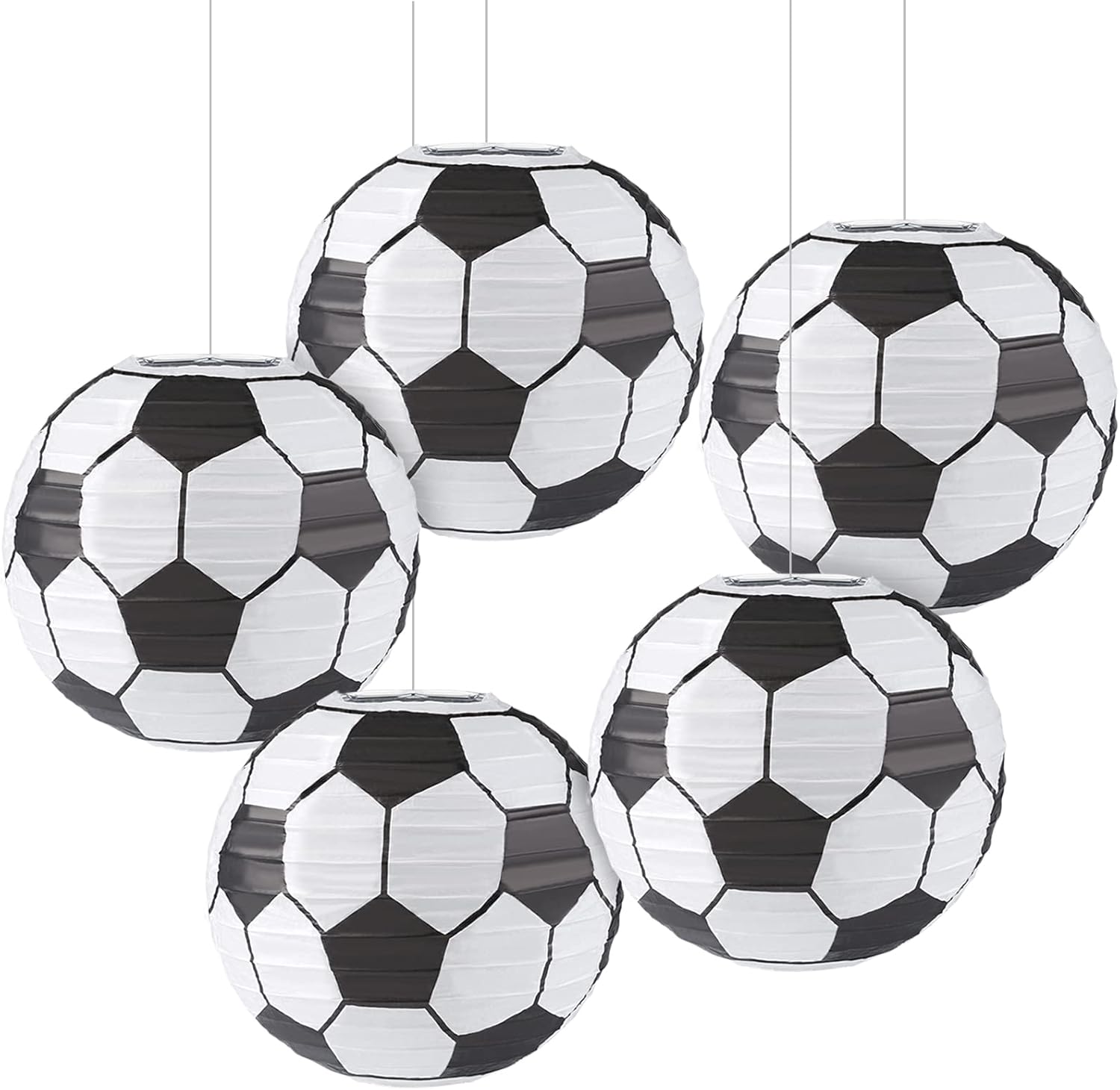 

5Pcs 20CM Sports Football Theme Paper Lanterns Soccer Courtyard Hanging Ornament Background for Kids Birthday Wedding Party Deco Diameter of 20 cm