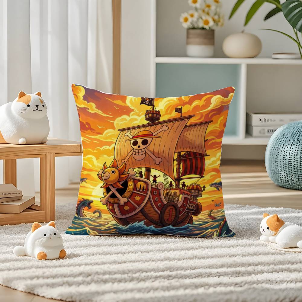 One Piece Gear Five Luffy Anime Plush Pillow Cover Soft Short Plush Cushion Cover For Sofa Bedroom Home Decor Gift Decoration