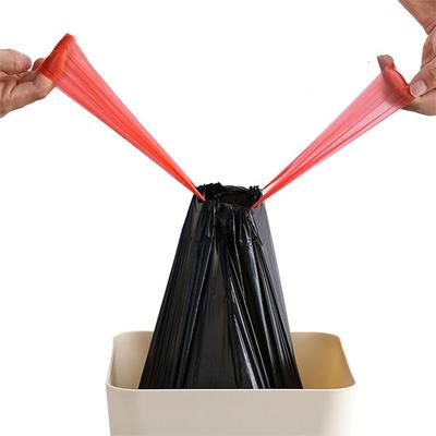 60 Pcs Household Garbage Bag with Drawstring Disposable Kitchen Supplies Bathroom Portable Cleaning Big Plastic Bag