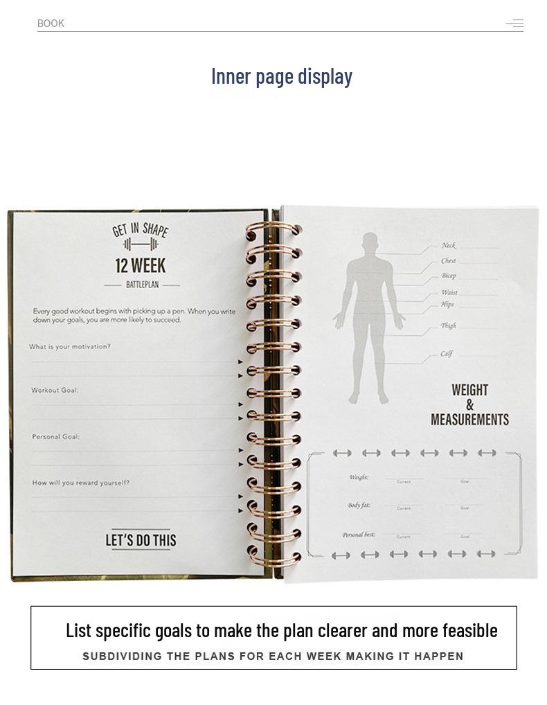 Cross-Border A5 Fitness Planner: Daily Exercise Check-in & Gym Workout Notebook