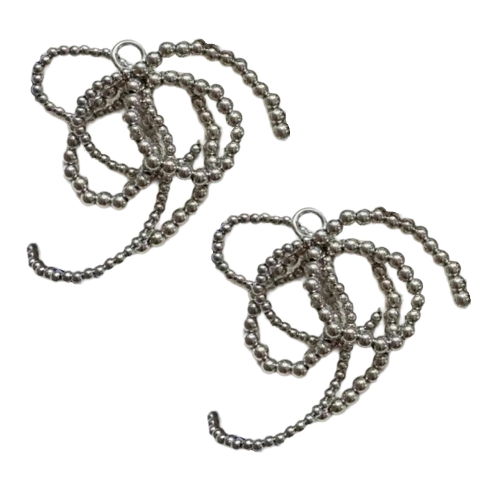 

Упаковка из 2 подвесок в виде обуви, подвеска на сумку, модная бисерная клипса для обуви, подвеска в виде банта, подходит для сумочки, рюкзака, сумки серебряный