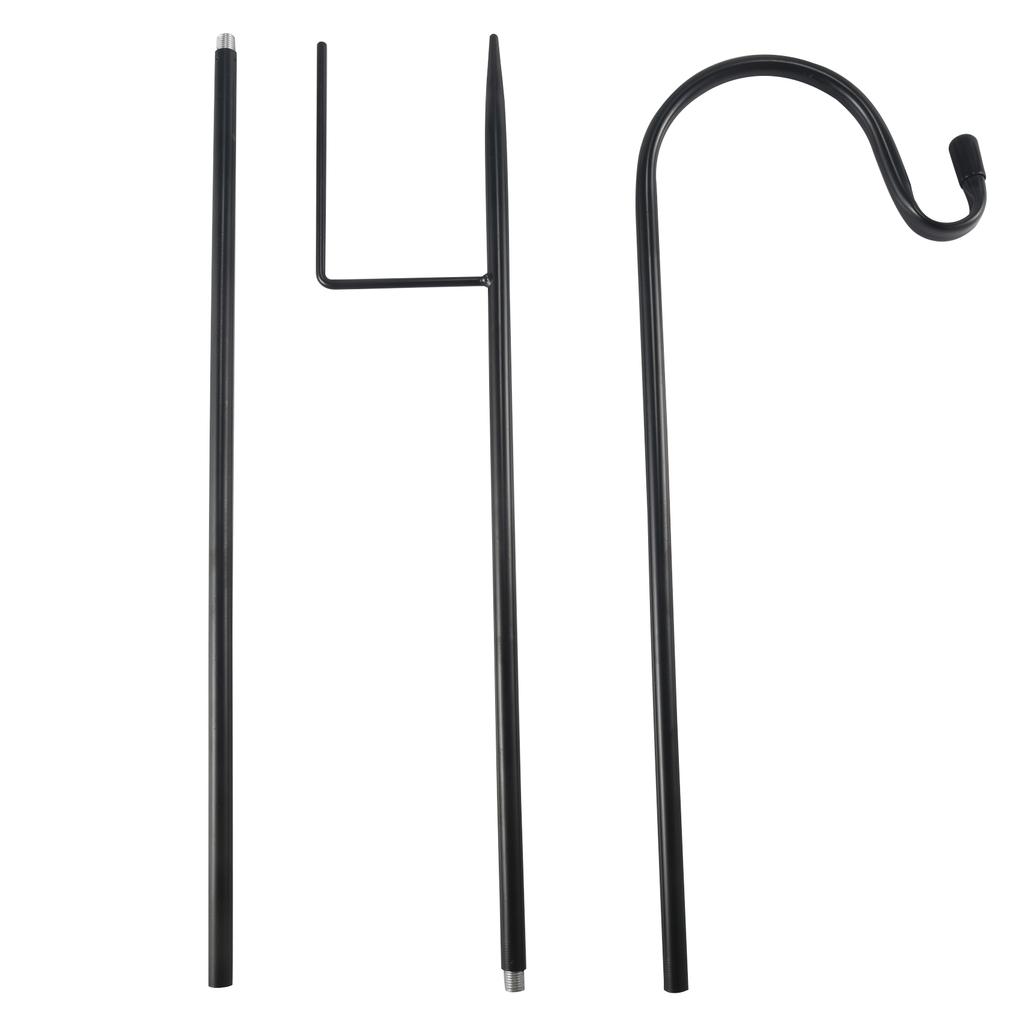 BHBL Shepherd Hooks Rust Garden Stake Outdoor Metal Plant Stand Hanger Bird Feeder Pole 120X10X1cm